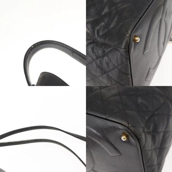 CHANEL Matelasse Backpack Grained Calf Skin Black Gold CC Auth 145289 main image 8